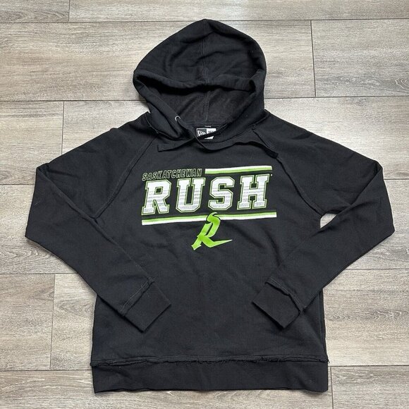 Saskatchewan Rush Pullover Hoodie New Era Lacrosse Womans Size M Black - Picture 1 of 6